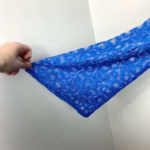 Umgee Bohemian Long Bell Sleeve Mini Dress Blue Lace Size Medium Hippie Boho M - Picture 6 of 11